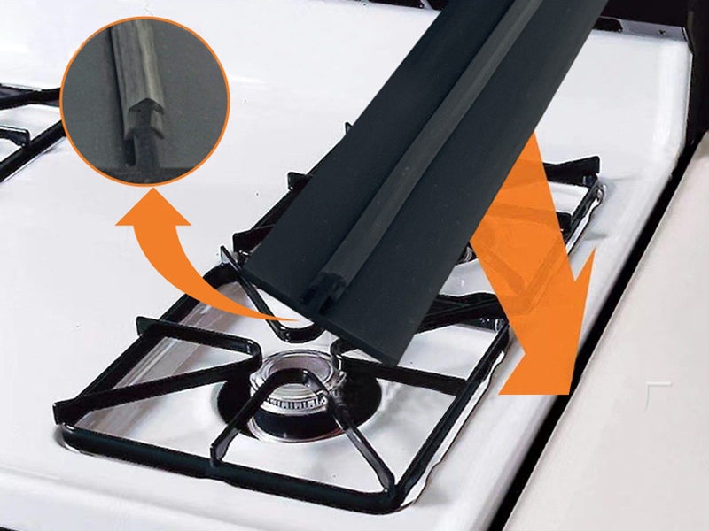 1Pc 25 inches Silicone Kitchen Stove Counter Gap Cover Gap Filler Strip - Black Carousel 1