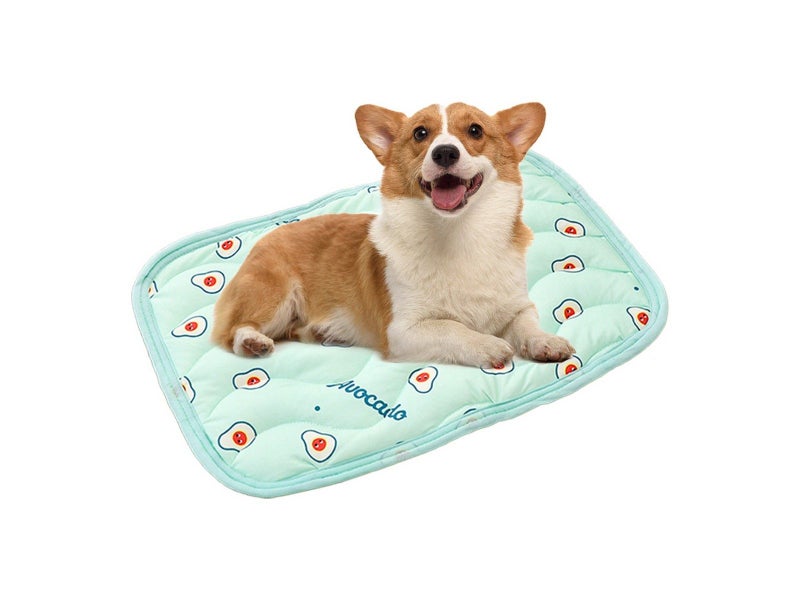 100x70cm Pet Cooling Mat Breathable Ice Sleeping Pad for Cats Dogs - Green Carousel 1