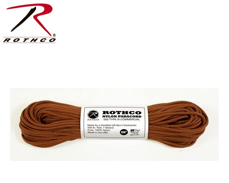 Rothco USA Paracord 550 Type 3 Choc Brown 30m/100ft Nylon Carousel 2