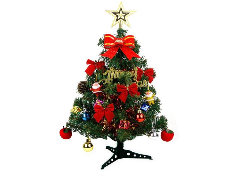 2X 30cm Tabletop Mini Artificial Christmas Tree Ornament with Lights Xmas Decor Carousel 2