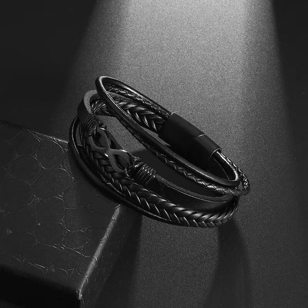 Fashion Vintage Multi-Layer Handwoven Leather Cross Bracelet for Men Clas CHK12N Carousel 1