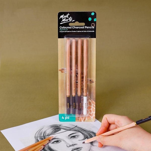 Mont Marte Coloured Charcoal Pencils Signature 4pc Carousel 2