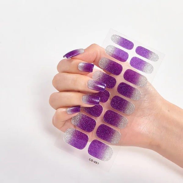 16tips Nail Stickers Gradient glitter Nail Stickers Simple Waterproof Na CHK12N Carousel 2