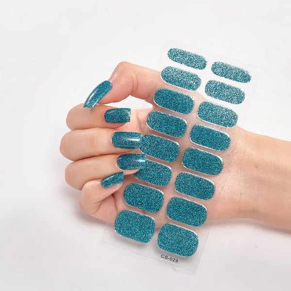 16tips Nail Stickers Gradient glitter Nail Stickers Simple Waterproof Na CHK12N Carousel 1