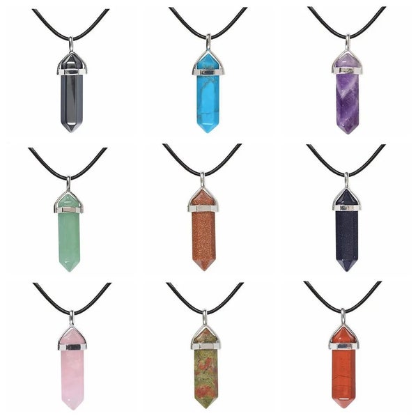 JOYA GIFT Hexagonal Pointed Reiki Chakra Stone Pendant Necklace Women Gir CHK12N Carousel 2