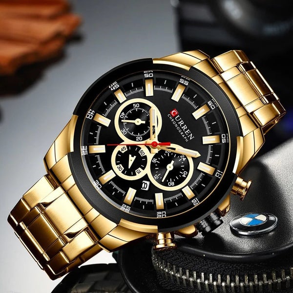 Casual Sporty Wristwatches Stainless Steel Band Chronograph Clock Men'S Watch... Carousel 13