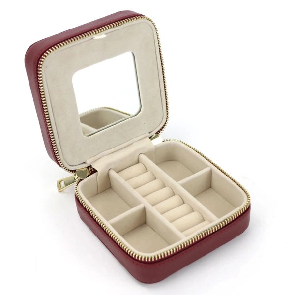 Korean Style Girl Jewelry Box Portable Genuine Leather Earrings Ring Case CHK12N Carousel 2