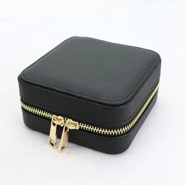 Korean Style Girl Jewelry Box Portable Genuine Leather Earrings Ring Case CHK12N Carousel 1