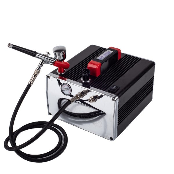 HS HS317-DCK Portable Mini Air Compressor Kit with Airbrush Carousel 1