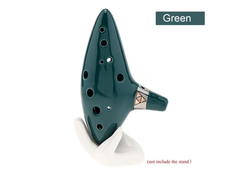 12 Hole Ceramic Alto Ocarina In Red Brown Green Tone Carousel 1
