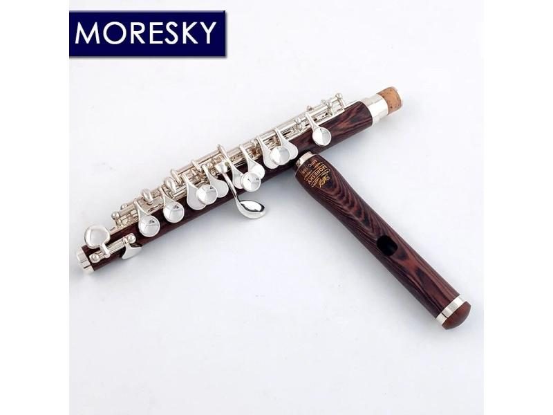MORESKY Dalbergia Cearensis Ducke Wood Piccolo C Key Half-size Flute Silver Carousel 1