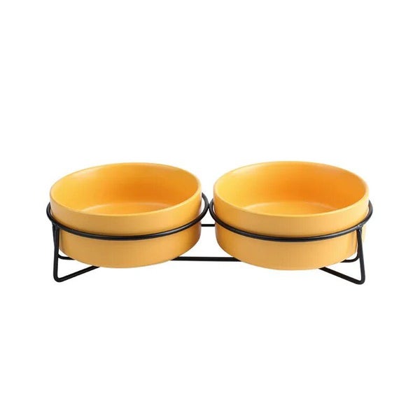 Double Cat Food Water Bowls with Stand Ceramic Pet Feeding Accessories Ca CHK12N Carousel 1
