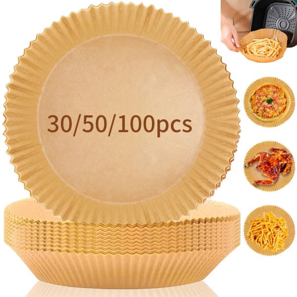 Leeseph Disposable Air Fryer Paper Liners, 30/50/100Pcs Non-Stick Food Gr CHK12N Carousel 2