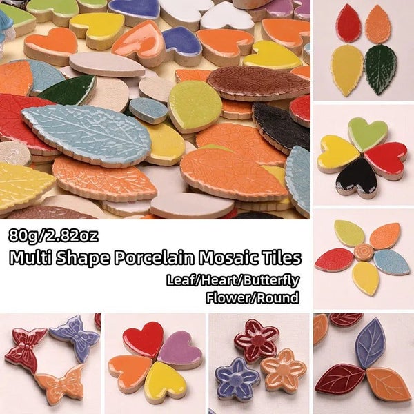 80g/ 2.82oz Leaf Shape Porcelain Mosaic Tiles Heart/ Butterfly/ Flower/ R CHK12N Carousel 2