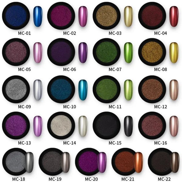 Holographic Nails Chrome Powder Rainbow Mirror Effect Glitter Dust Multi CHK12N Carousel 2