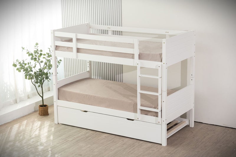 Jupiter White Single Bunk Beds + Single Trundle Bed - Great Quality Carousel 2