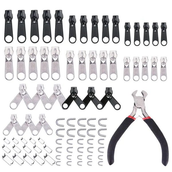 85pcs/set Zipper Repair Kit Sewing Jacket Slider Install Plier Metal Lock CHK12N Carousel 1