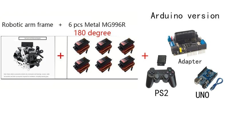 360 Degrees 6 DOF Robot Metal Alloy Mechanical Arm Claw Kit MG996R for Arduino R Carousel 1
