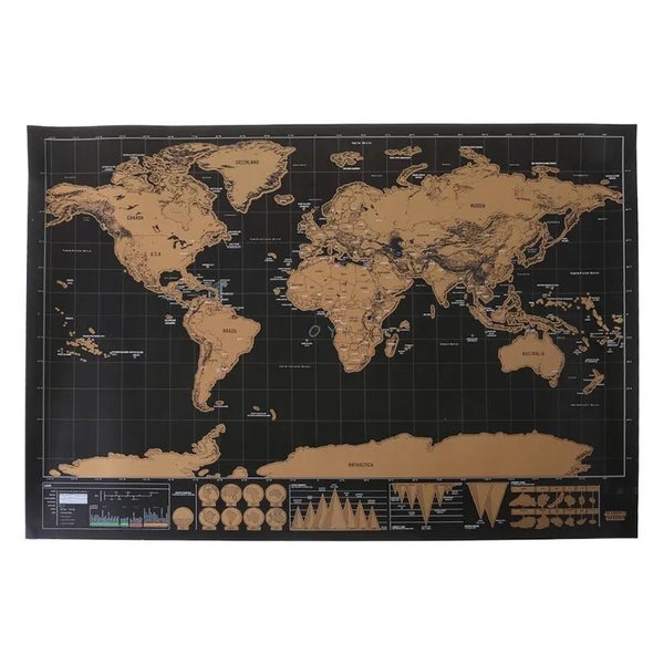Deluxe Erase Scratch Off Map Mini Travel World Map Coated Paper Map Creat CHK12N Carousel 1