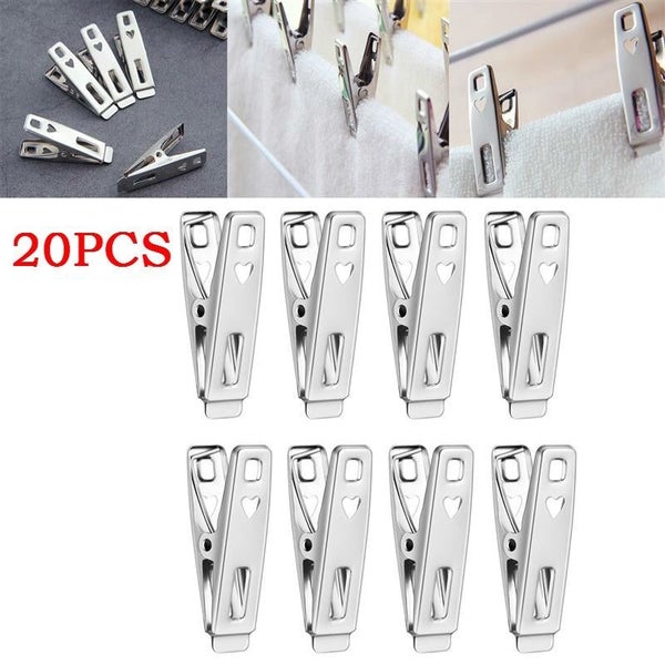 20PCS Clothes Pins Metal Antislip Stainless Steel Windproof Clothes Dryin CHK12N Carousel 1