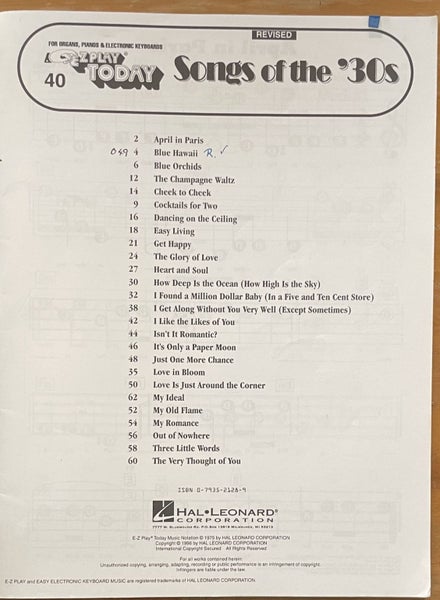 EZ-Play Today 40 Songs of the 30s Carousel 2