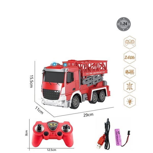 Remote Control Fire Truck with Elevating Ladder - RC Fire Rescue Toy for Kids Carousel 2