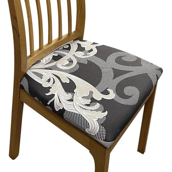 Anyseat Chair Cover Dark Grey Petal Print Stretch Seat Cover for Home Dinning... Carousel 1
