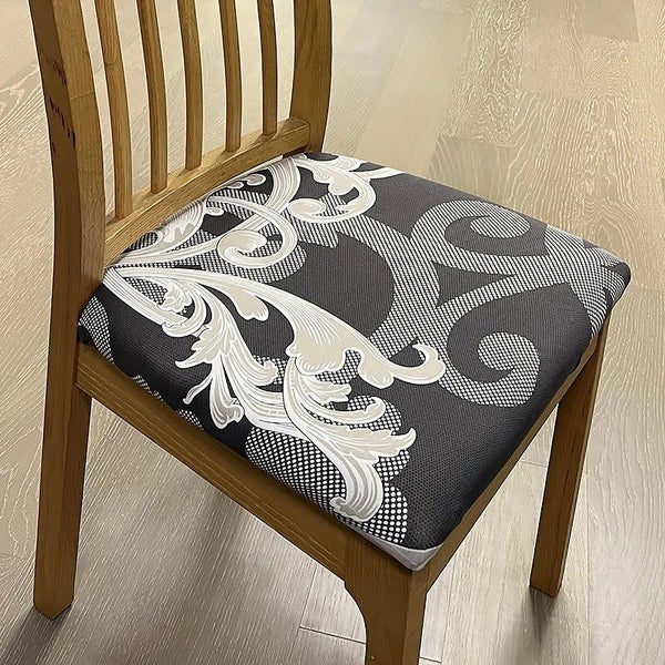 Anyseat Chair Cover Dark Grey Petal Print Stretch Seat Cover for Home Dinning... Carousel 2