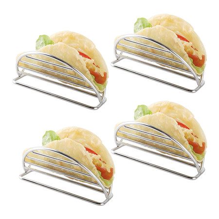 4 Pack Stainless Steel Taco Holders Rack Carousel 1