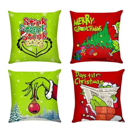Christmas Pillow Covers Set 18x18 Inch Grinch Decoration Pillow Case Carousel 1