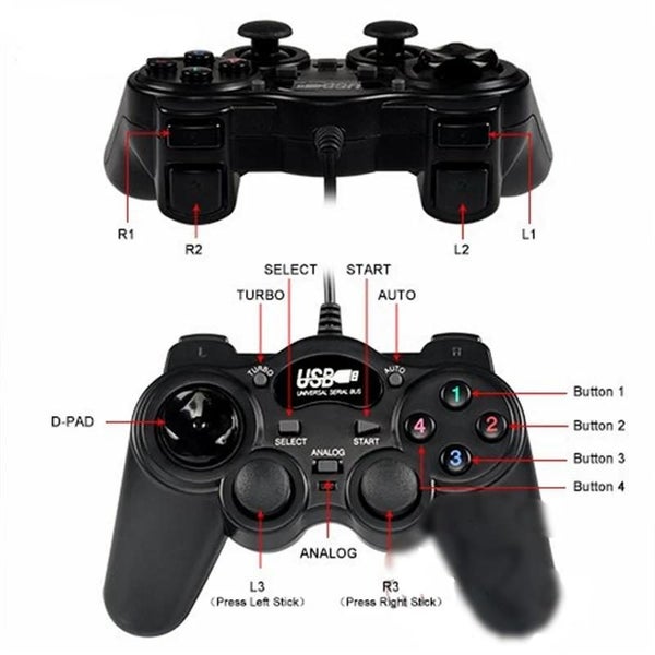 Wired Gamepad Joystick USB2.0 Shock Joypad Gamepads Game Controller For P CHK12N Carousel 6