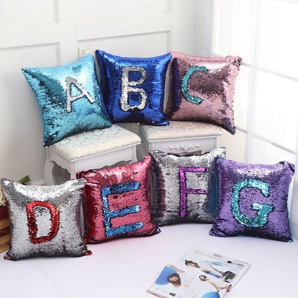 Fashion Magical Pillow Case Mermaid Two Color Sequin Home Decor Cushion Cover 40 Carousel 2