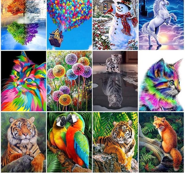 5D Diamond Painting Kit Parrot Deer Animal Mosaic DIY Dandelion Diamond E CHK12N Carousel 2