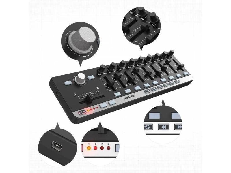 Worlde EasyControl.9 MIDI Controller Portable Mini USB 9 Slim-Line Control MIDI Carousel 1