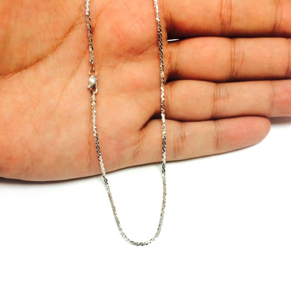 10k White Gold Sparkle Chain Necklace, 1.5mm Carousel 5