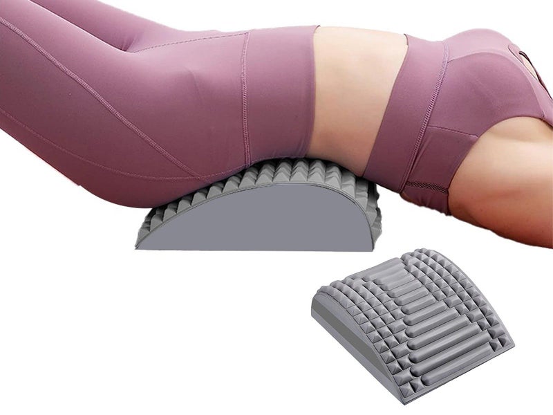 Neck Back Stretcher Lumbar Massager Neck Cracker for Lower Back Pain Relief Grey Carousel 1