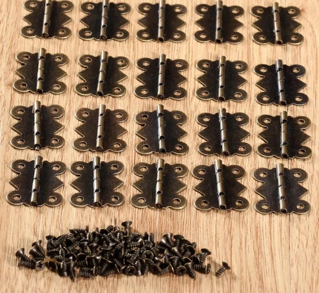 20Pc 25x20mm Antique Bronze Kitchen Cabinet Hinge Furniture Accessories V CHK12N Carousel 1