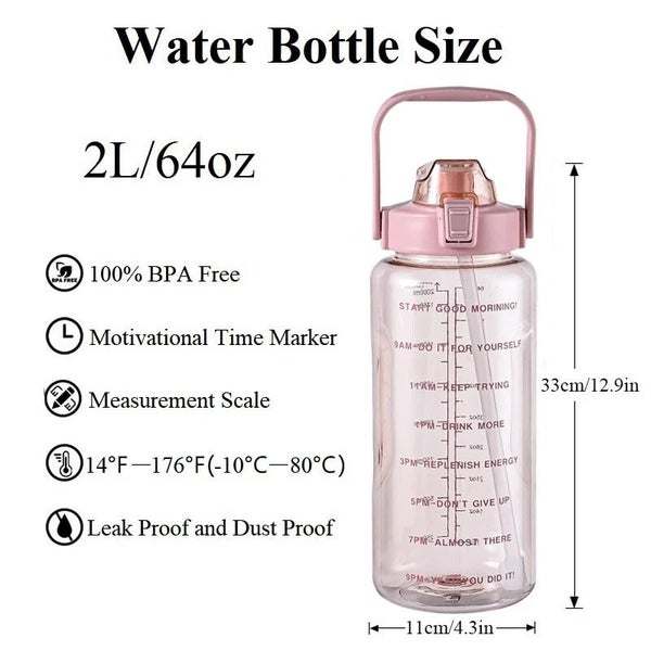 NEW 2L Water Bottle BPA-Free Drink Bottle with Straw Carousel 5
