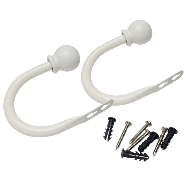 Set of 2 Ball Drapery Curtain Tie Backs / Holdbacks - White Carousel 1