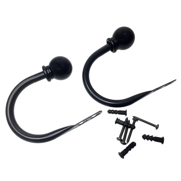 Set of 2 Ball Drapery Curtain Tie Backs / Holdbacks - Black Carousel 1