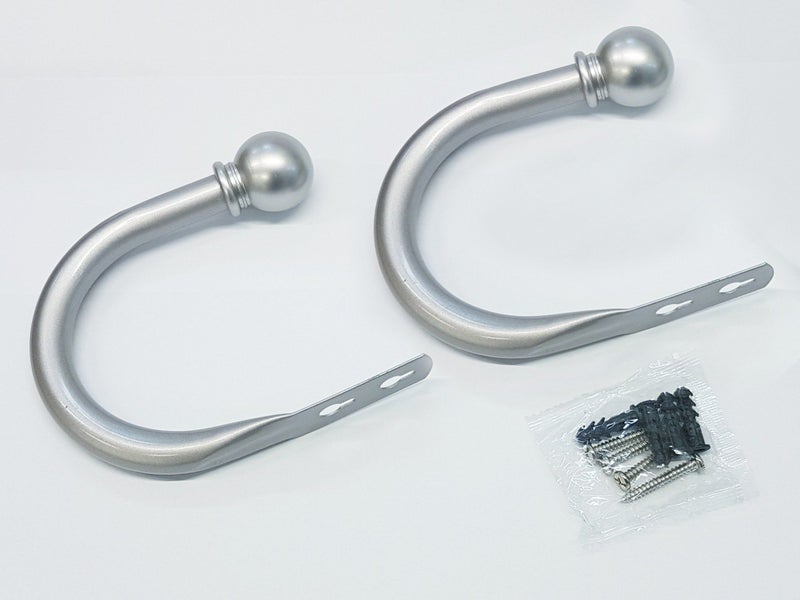 Set of 2 Ball Drapery Curtain Tie Backs / Holdbacks - Silver Large Carousel 1