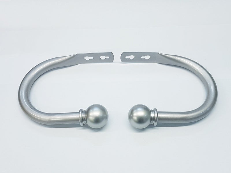 Set of 2 Ball Drapery Curtain Tie Backs / Holdbacks - Silver Large Carousel 2