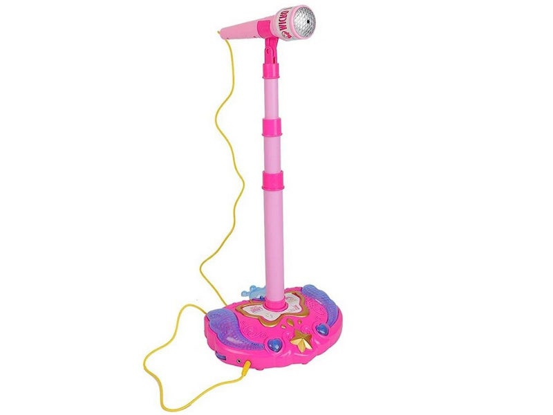 Kids Karaoke Machine with 1 Microphone Adjustable Stand Child Musical Toys Pink Carousel 1
