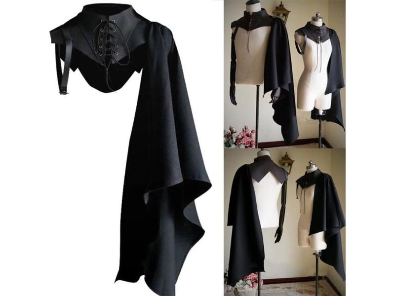 Medieval Armor Black Single Shoulder Retro Cape For Costume Carousel 2