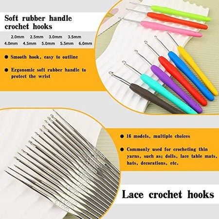 105Pcs Crochet Kit 18Yarn Ball Knitting Tool Accessories Craft Suitable for Adul Carousel 2