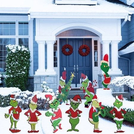 Christmas Yard Stake Signs Outdoor Lawn Grinch Decoration Carousel 1