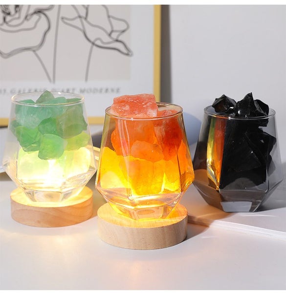 NEW 1 SET Essential Oil Natural Crystal Diffuser Stone LED Night Light Gift Carousel 4