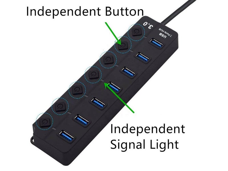 USB 3.0 7 Port HUB Fast Charge USB Charger Windows 11 compatible Carousel 1