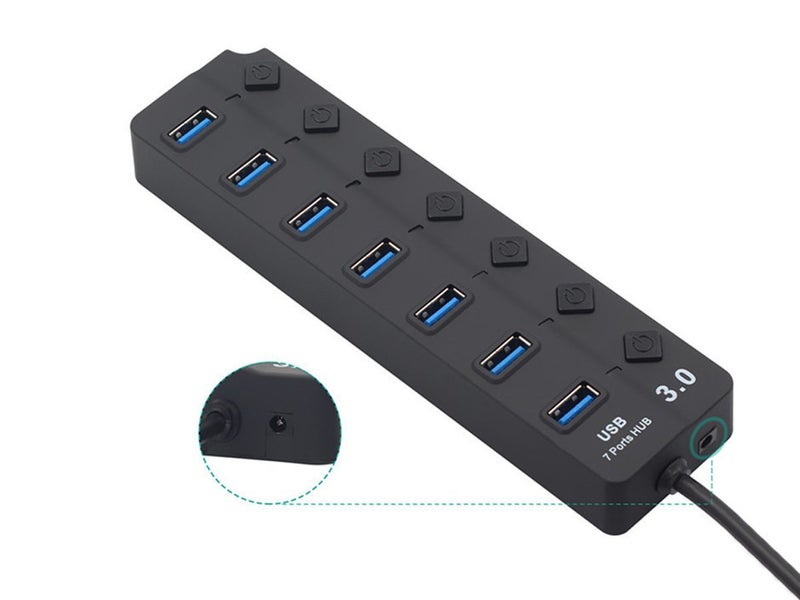 USB 3.0 7 Port HUB Fast Charge USB Charger Windows 11 compatible Carousel 2