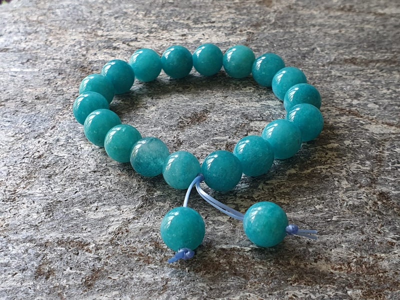 AMAZONITE CRYSTAL BEADED BRACELET TRUTH CALMNESS and COURAGE (NZ MADE) Carousel 1